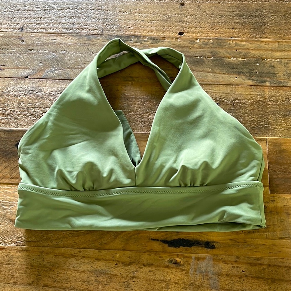Athleta longline bikini top - olive green